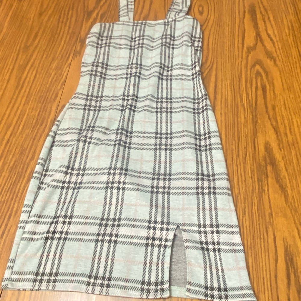 Plaid Mini Dress - Black and White